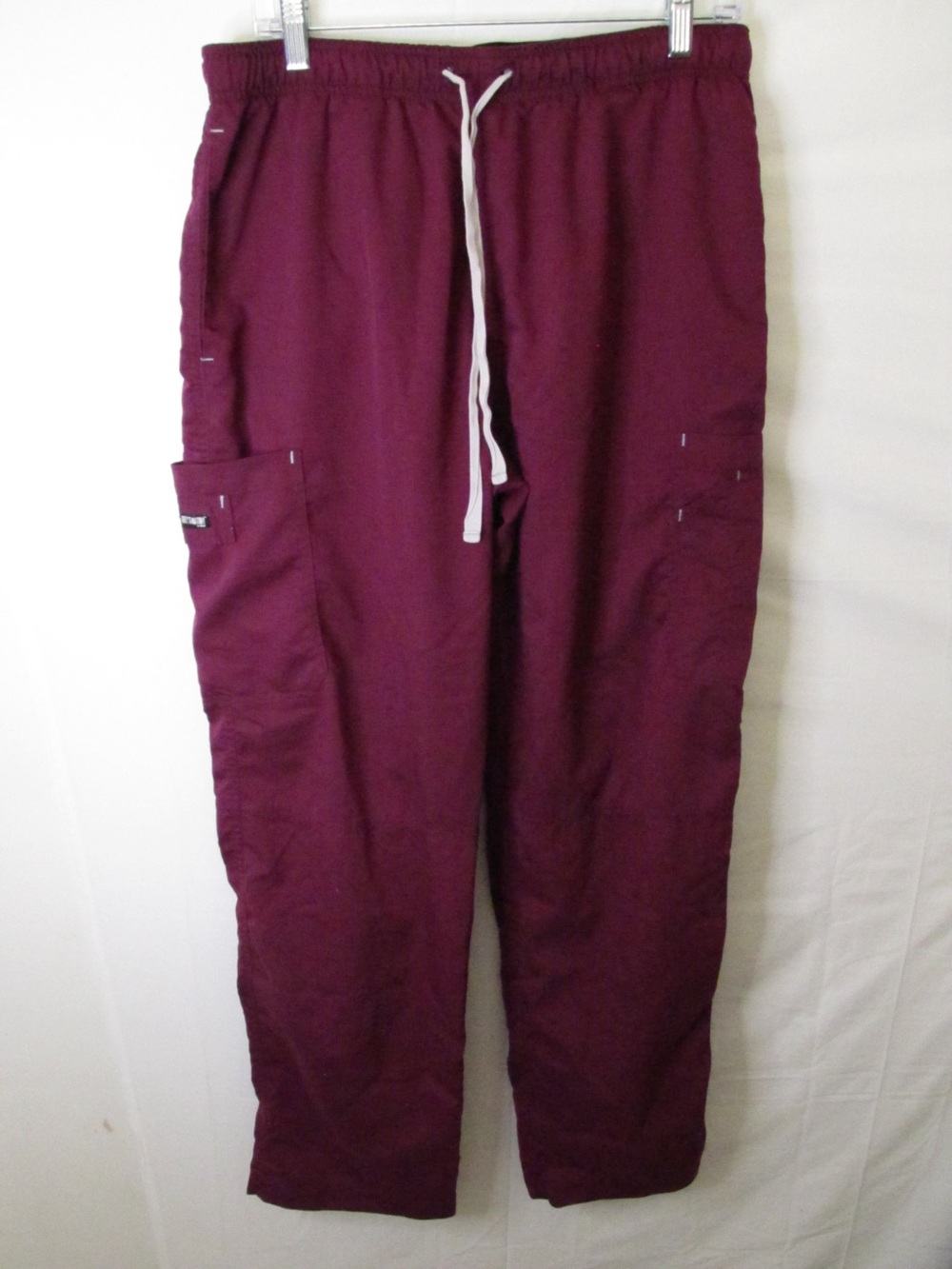 Grey's Anatomy Maroon Cargo Scrub Pants with White Drawstring